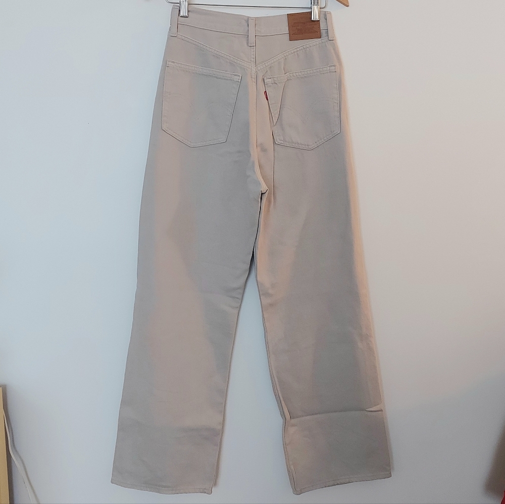 Levis Premium Big E High Loose Straight Leg Jeans Taupe Size 26 - Picture 4 of 12